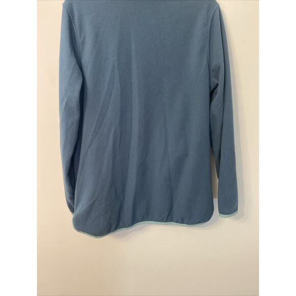 LL Bean Womens Large Blue Green Full Zip Fleece Warm Casual Jacket Pockets - Picture 8 of 8